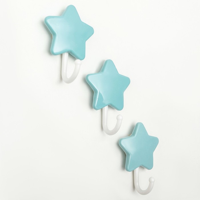 Набор крючков на липучке "Звёздочка" 3 шт, цвет МИКС