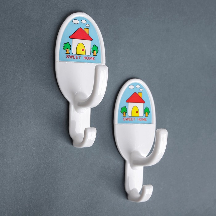 Набор крючков на липучке "Домик" 2 шт,