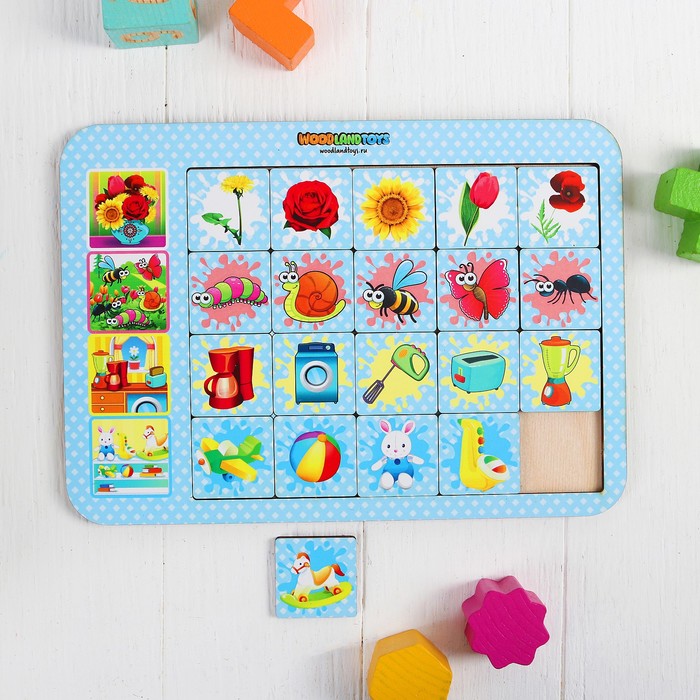 Игра настольная "Ассоциации: цветы, насекомые, игрушки"