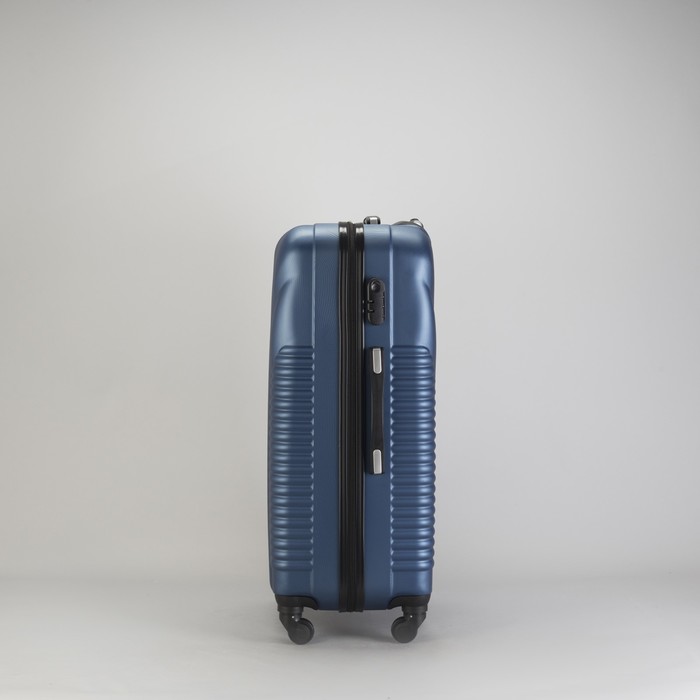 Чемодан большой "Ракушка" 28", отдел на молнии, кодовый замок, 4 колеса, цвет тёмно-синий