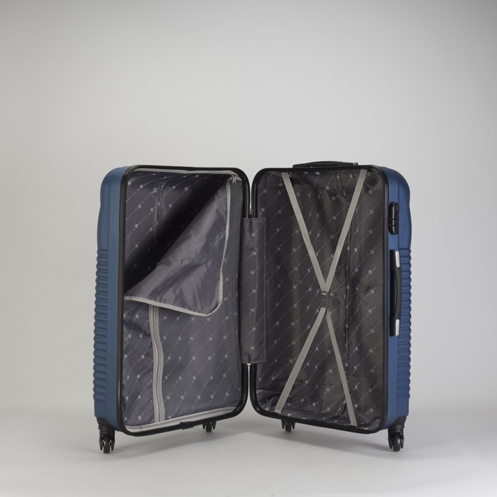 Чемодан большой "Ракушка" 28", отдел на молнии, кодовый замок, 4 колеса, цвет тёмно-синий