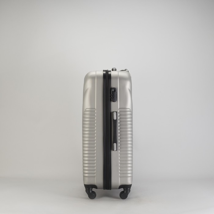 Чемодан большой "Ракушка" 28", отдел на молнии, кодовый замок, 4 колеса, цвет серебристый