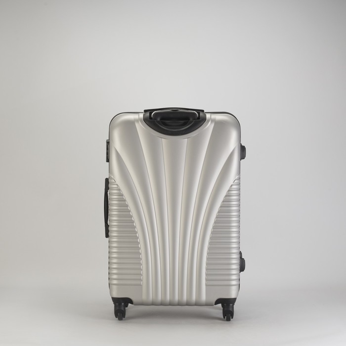 Чемодан большой "Ракушка" 28", отдел на молнии, кодовый замок, 4 колеса, цвет серебристый