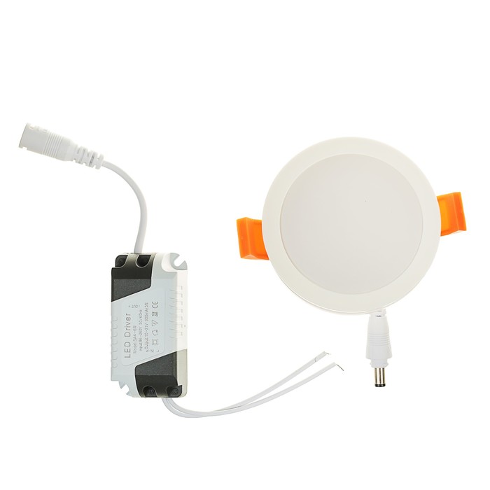 Светильник точечный светодиодный Luazon R-01, круглый, 80 мм, 7 Вт, 6500 К, 220В белый