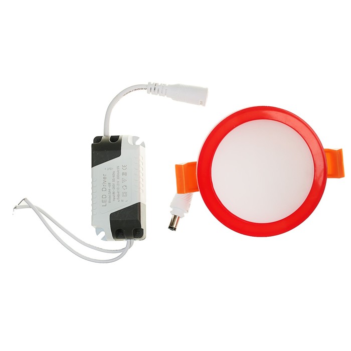 Светильник точечный светодиодный Luazon R-03, круглый, 80 мм, 7 Вт, 4000 К, 220В красный