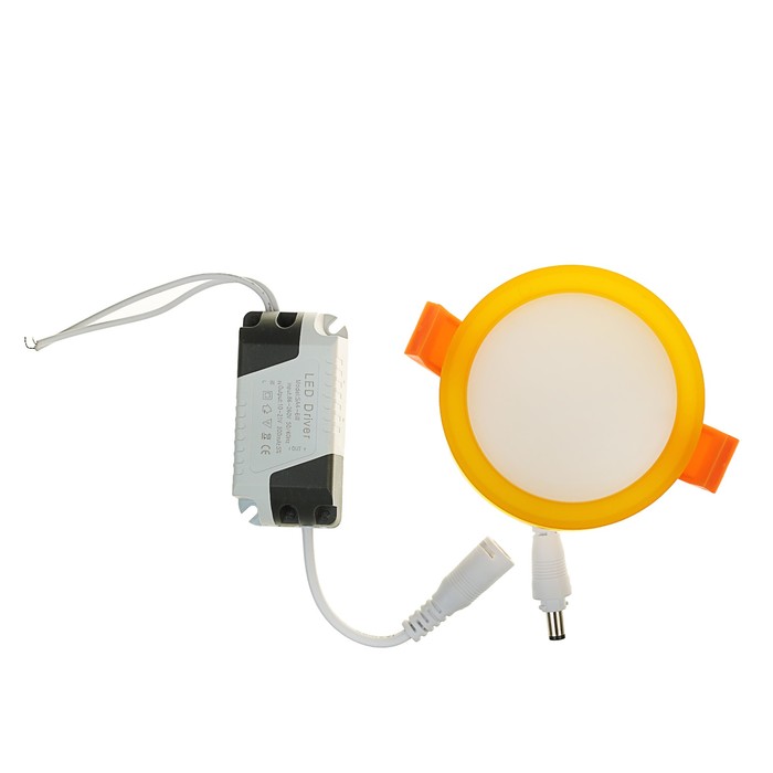 Светильник точечный светодиодный Luazon R-06, круглый, 80 мм, 7 Вт, 4000 К, 220В желтый