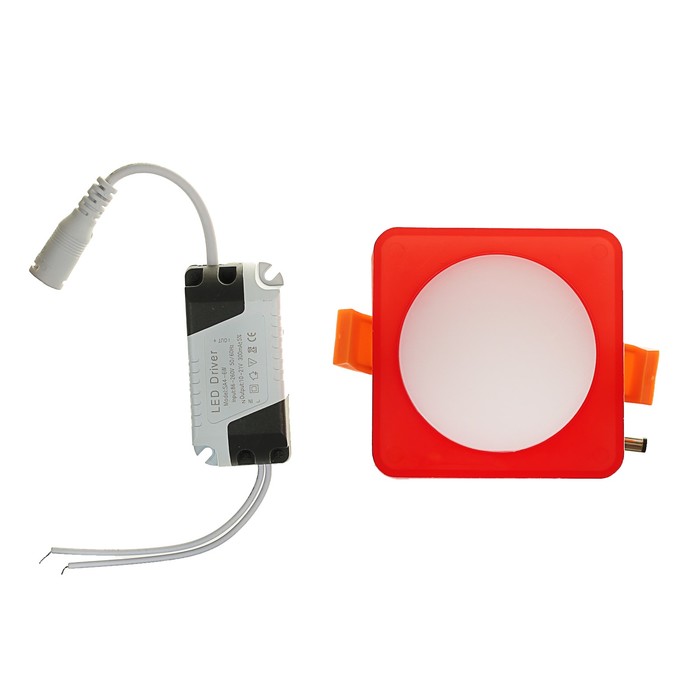 Светильник точечный светодиодный Luazon S-03, квадр, 80х80 мм, 7 Вт, 4000 К, 220В красный