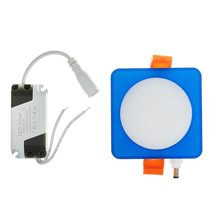 Светильник точечный светодиодный Luazon S-05, квадр, 80х80 мм, 7 Вт, 4000 К, 220В синий