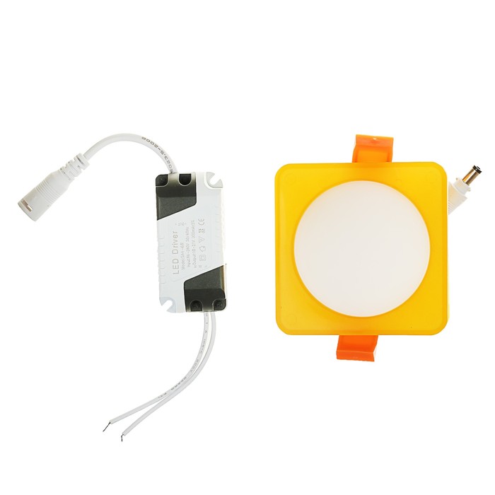 Светильник точечный светодиодный Luazon S-06, квадр, 80х80 мм, 7 Вт, 4000 К, 220В желтый