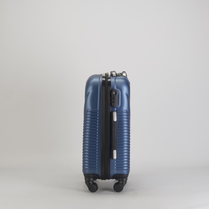 Чемодан малый "Ракушка" 20", отдел на молнии, кодовый замок, 4 колеса, цвет тёмно-синий