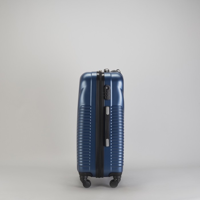 Чемодан средний "Ракушка" 24", отдел на молнии, кодовый замок, 4 колеса, цвет тёмно-синий