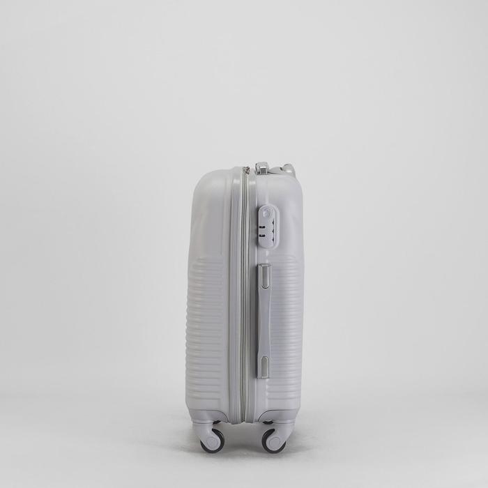 Чемодан малый "Ракушка" 20", отдел на молнии, кодовый замок, 4 колеса, цвет светло-серый