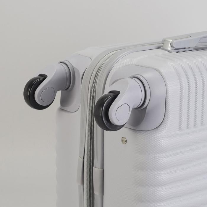 Чемодан малый "Ракушка" 20", отдел на молнии, кодовый замок, 4 колеса, цвет светло-серый