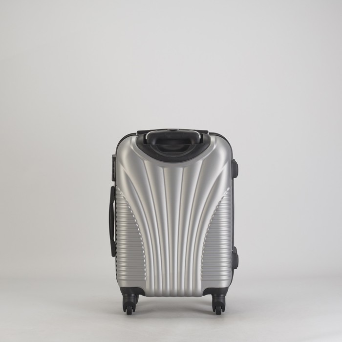 Чемодан малый "Ракушка" 20", отдел на молнии, кодовый замок, 4 колеса, цвет серебристый