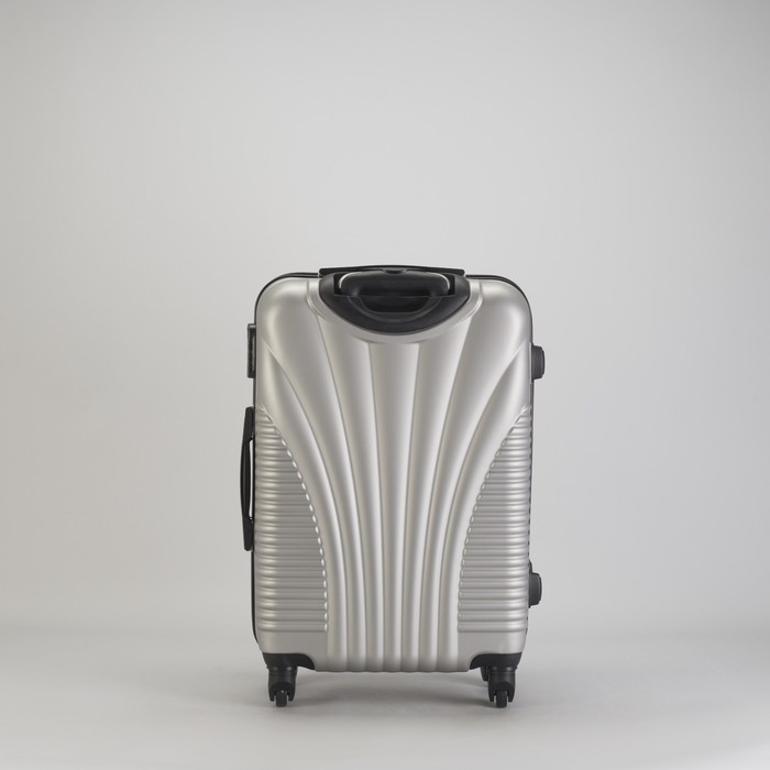 Чемодан средний "Ракушка" 24", отдел на молнии, кодовый замок, 4 колеса, цвет серебристый