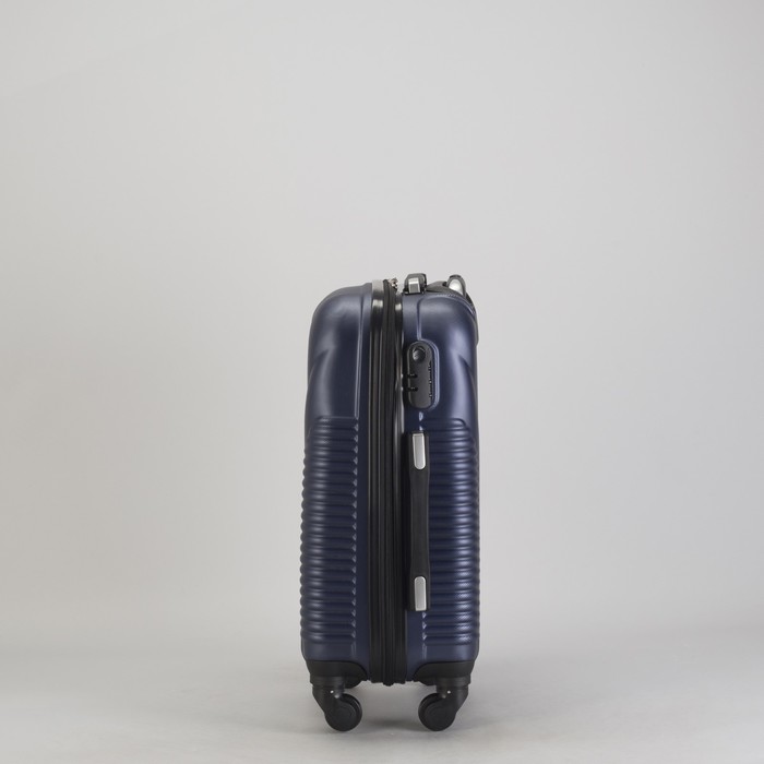 Чемодан малый "Ракушка" 20", отдел на молнии, кодовый замок, 4 колеса, цвет тёмно-синий
