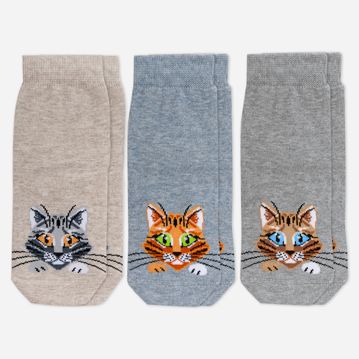 Набор носков детских (3 пары) 400A-585 (B3-3400A) цвет голубой меланж, р-р 16