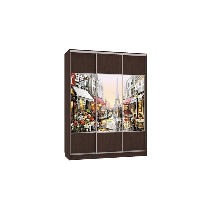 Шкаф-купе Бассо 8 Париж-1 (полки слева), 604х1770х2305, Венге