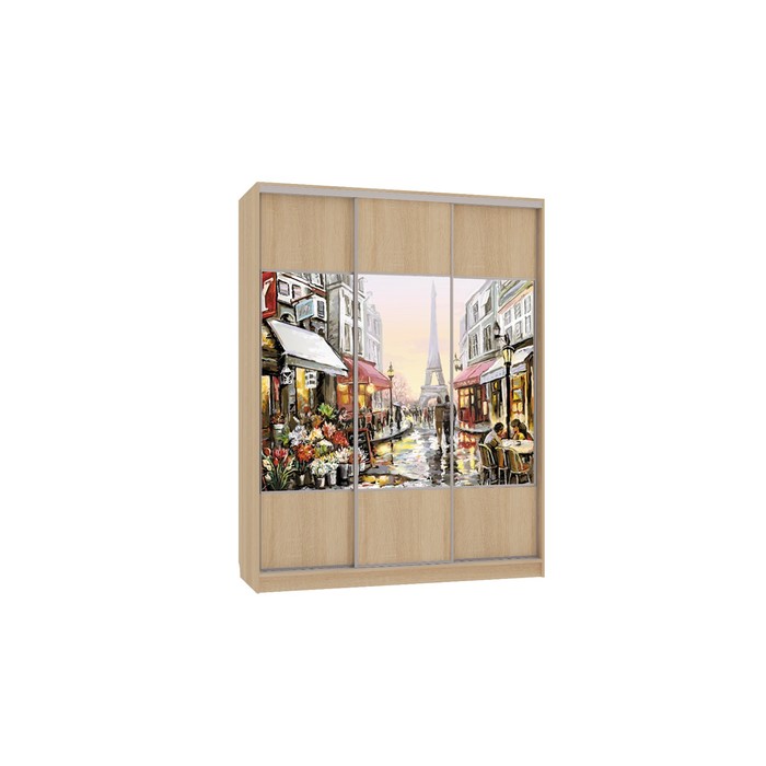 Шкаф-купе Бассо 8 Париж-1 (полки слева), 604х1770х2305, Дуб сонома