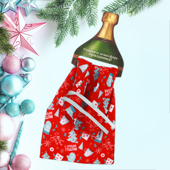 Новогодний чехол для бутылки "Пусть зима будет тёплой!"