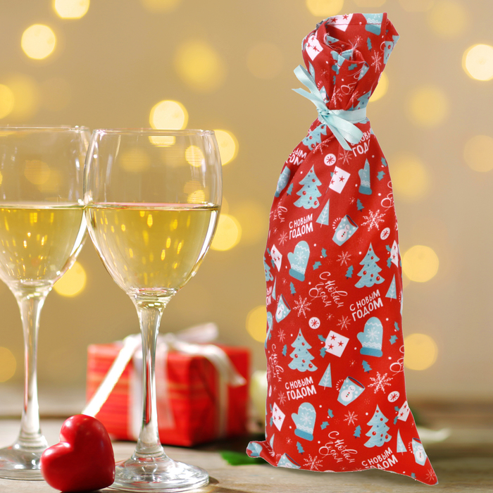 Новогодний чехол для бутылки "Пусть зима будет тёплой!"