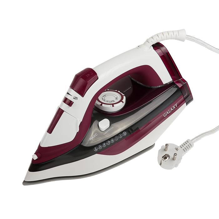 Утюг Galaxy GL 6108, 2400 Вт, керамика, отпаривание, бордовый