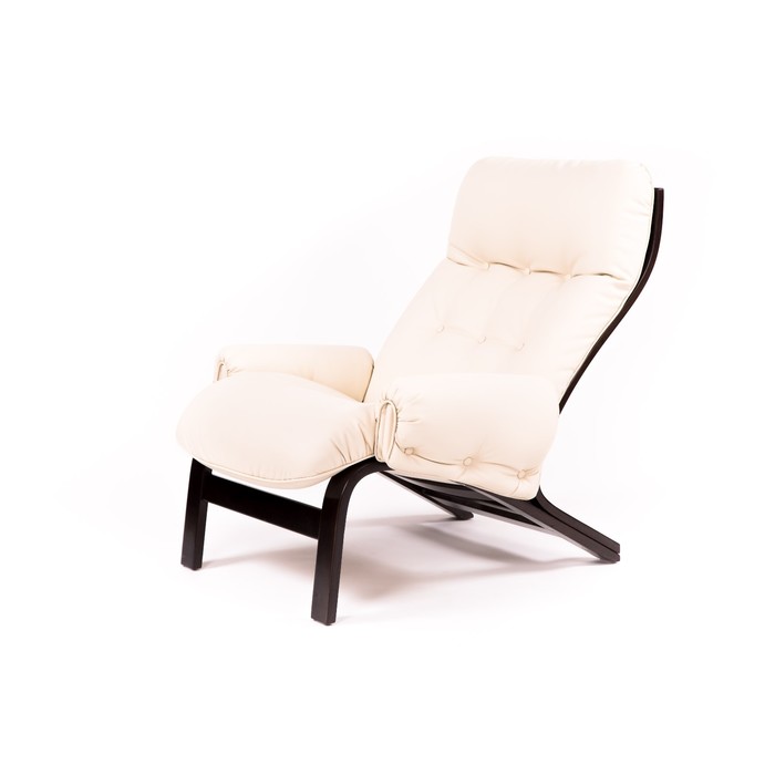 Кресло Альбано экокожа Крем/каркас венге с подлокотниками