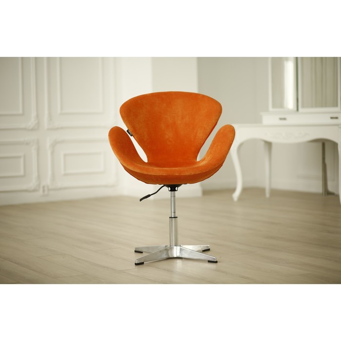 Кресло Беннетт-2 Вельвет Люкс 72 оранжевый/опора хром крестовая