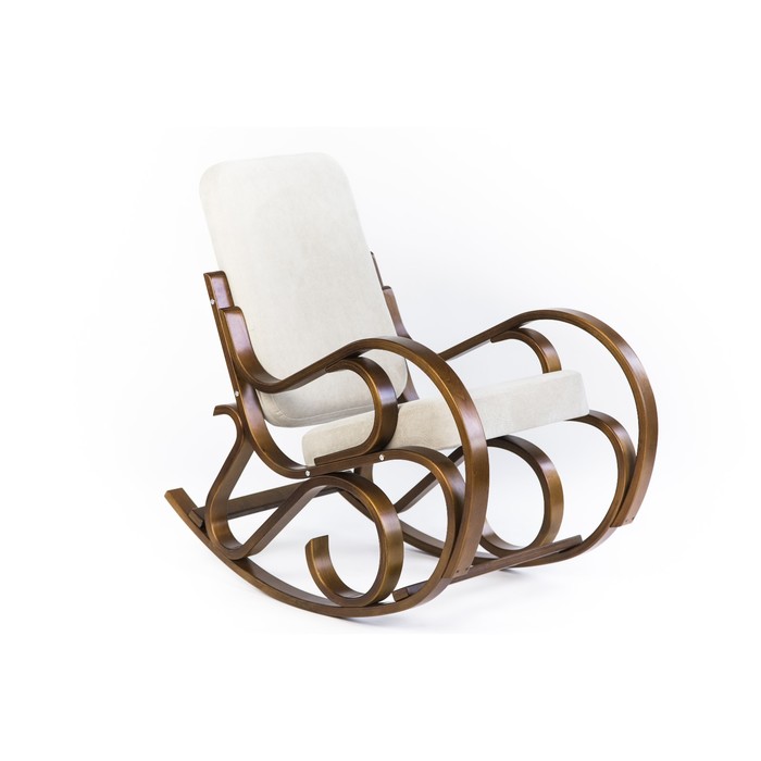 Кресло-качалка Луиза ткань Слоновая кость/каркас вишня