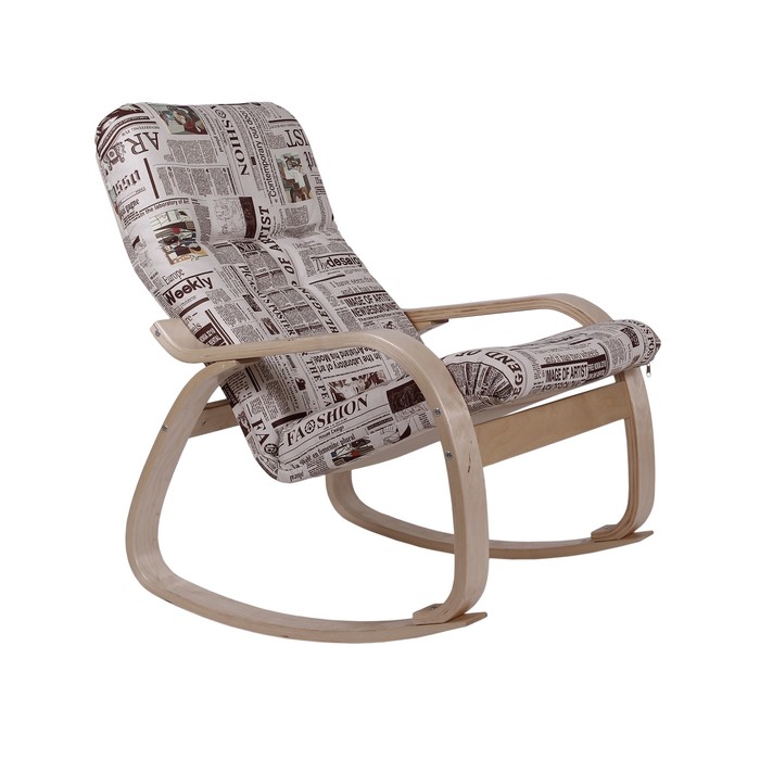 Кресло-качалка Сайма ткань Gazeta 09/каркас береза