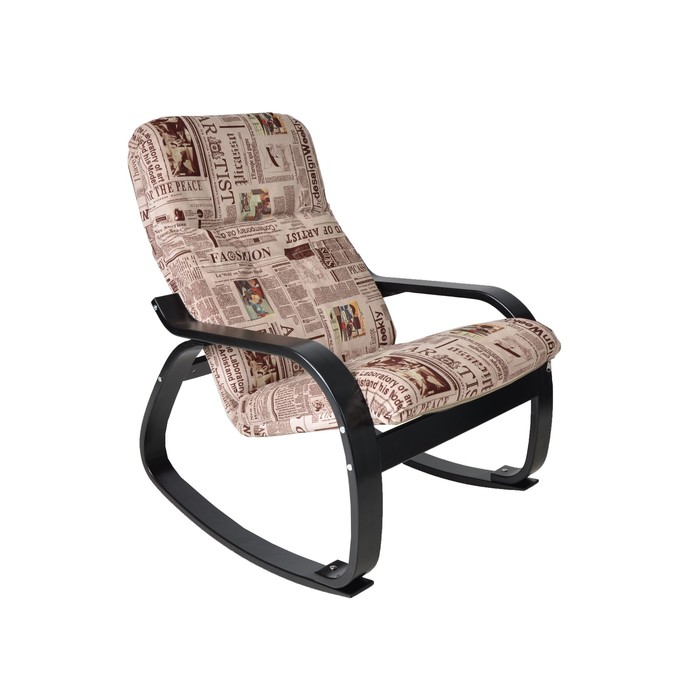 Кресло-качалка Сайма ткань Gazeta 09/каркас венге