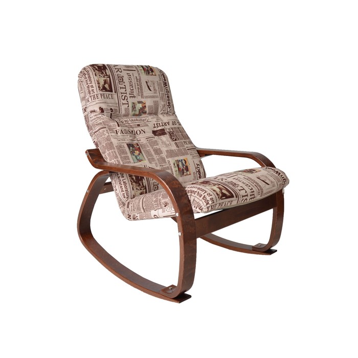 Кресло-качалка Сайма ткань Gazeta 09/каркас вишня