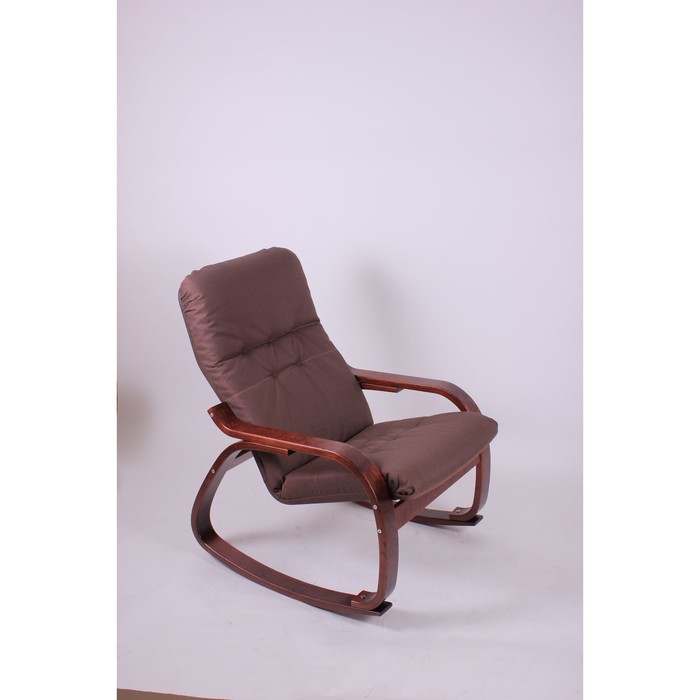 Кресло-качалка Сайма ткань Basic coffe/каркас вишня