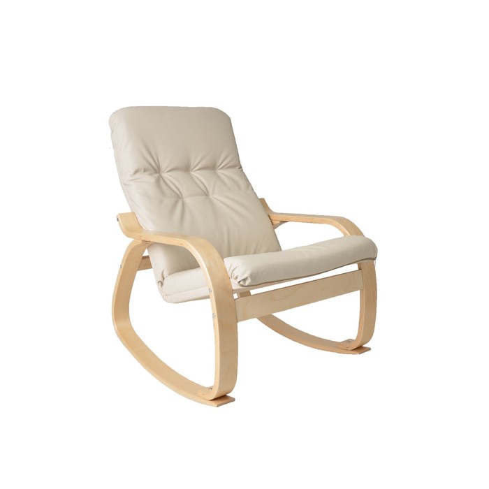 Кресло-качалка Сайма экокожа Бежевый/каркас береза