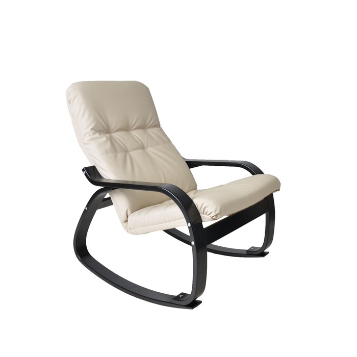 Кресло-качалка Сайма экокожа Бежевый/каркас венге
