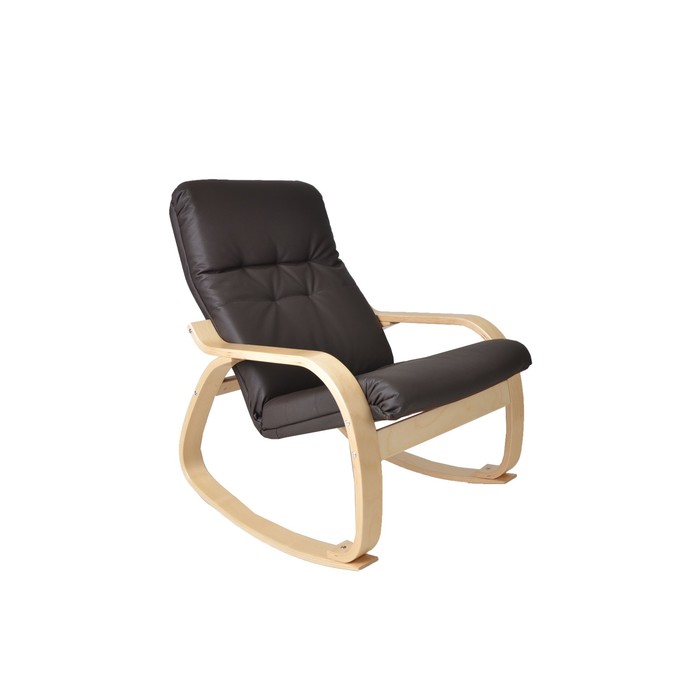 Кресло-качалка Сайма экокожа Шоколад каркас берёза