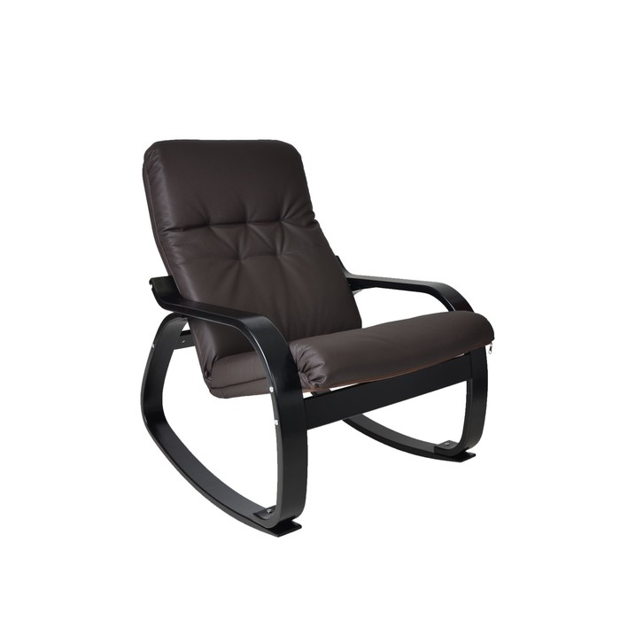 Кресло-качалка Сайма экокожа Шоколад/каркас венге