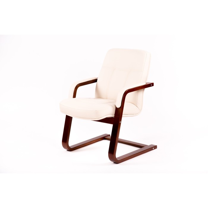 Кресло Мичиган-1 с подлокотниками экокожа Крем/каркас Вишня