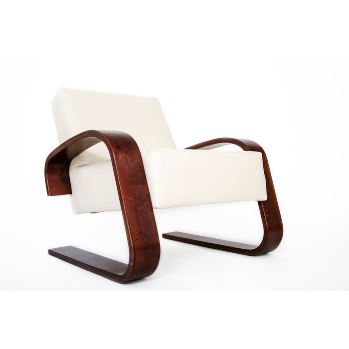 Кресло Рица эко кожа Крем/каркас вишня