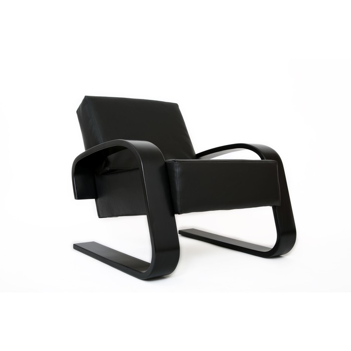 Кресло Рица ткань Эко кожа Черный/каркас венге