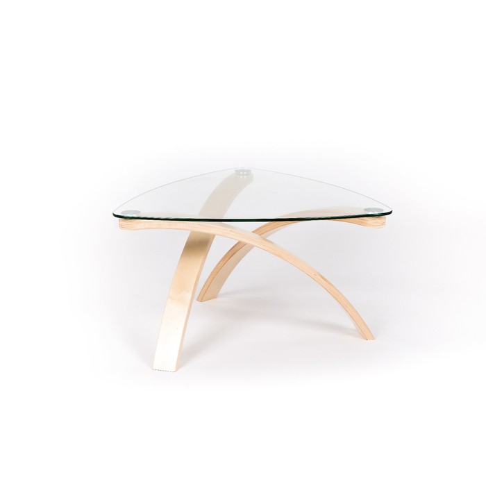 Стол журнальный Гурон 3 береза стекло бесцветное