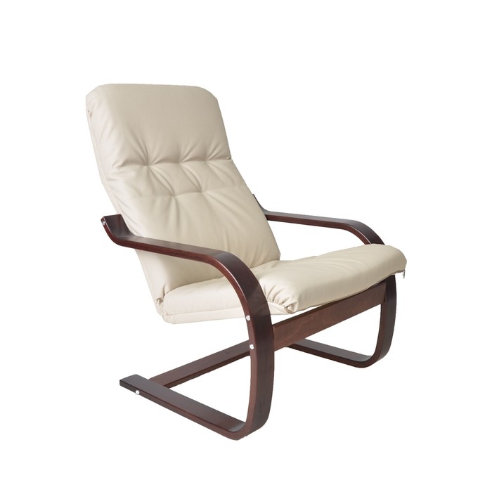 Кресло Сайма эко кожа Бежевый/каркас вишня