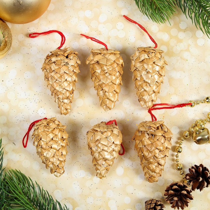 Эко-декор "Лесные шишки", 6 шт. в наборе