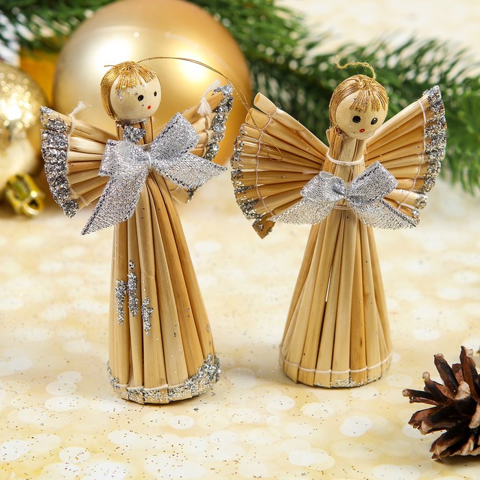 Эко-декор "Ангелочки", макси, серебро, 2 шт. в наборе
