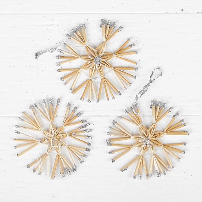Эко-декор "Снежинки", серебро, 3 шт. в наборе