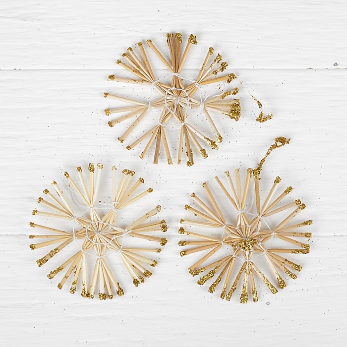 Эко-декор "Снежинки", золото, 3 шт. в наборе