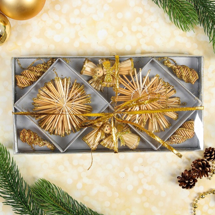 Эко-декор в подарочной упаковке "Зимнее волшебство", золото