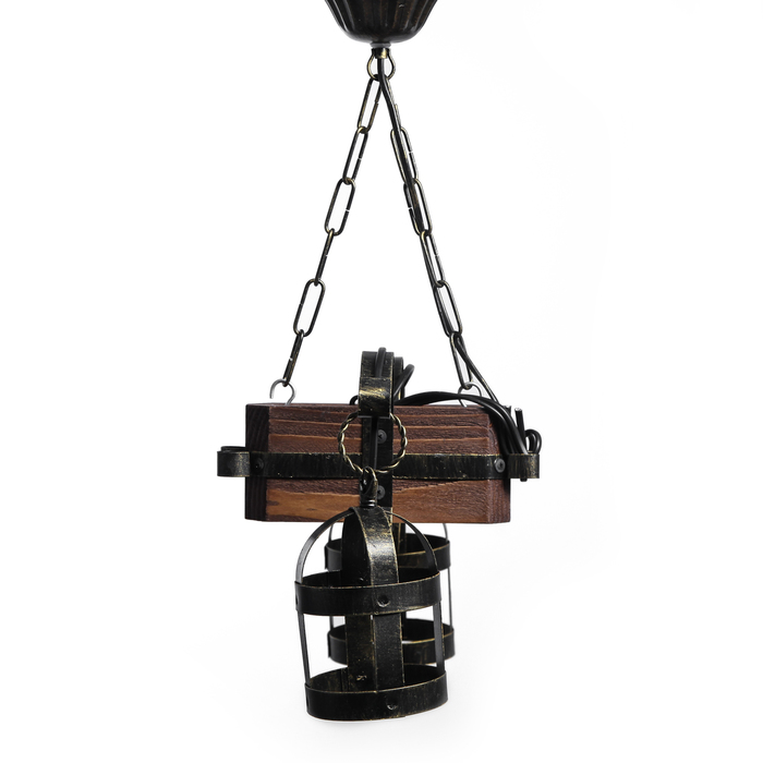 Люстра деревянная "Замок", 2 плафона