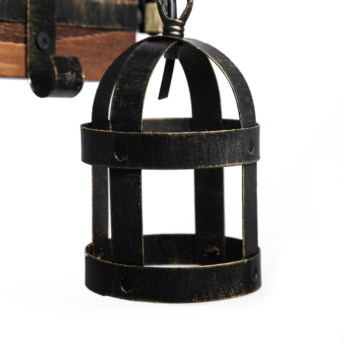 Люстра деревянная "Замок", 2 плафона