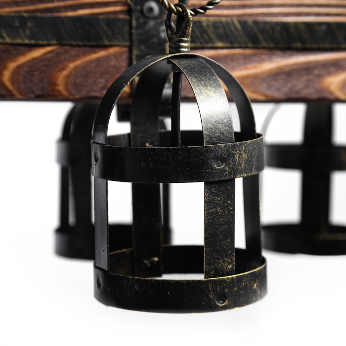 Люстра деревянная "Замок", 6 плафонов